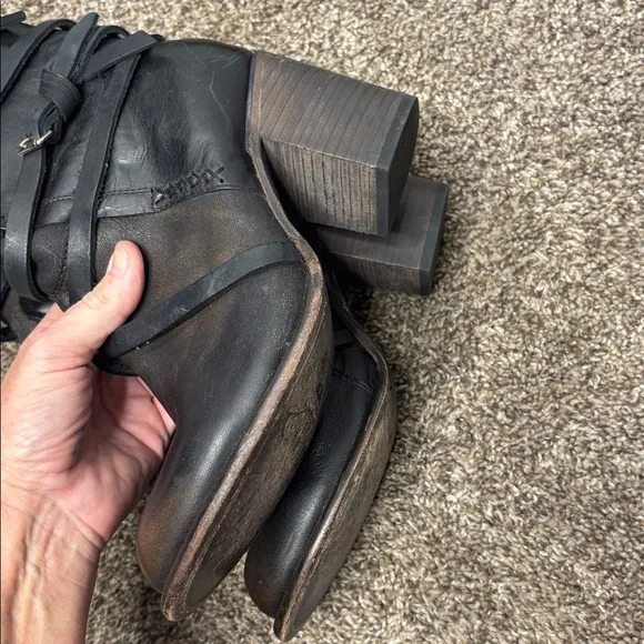 FREEBIRD BY STEVEN Baker Heeled Boots Sz 10 Black Brown - Picture 11 of 15